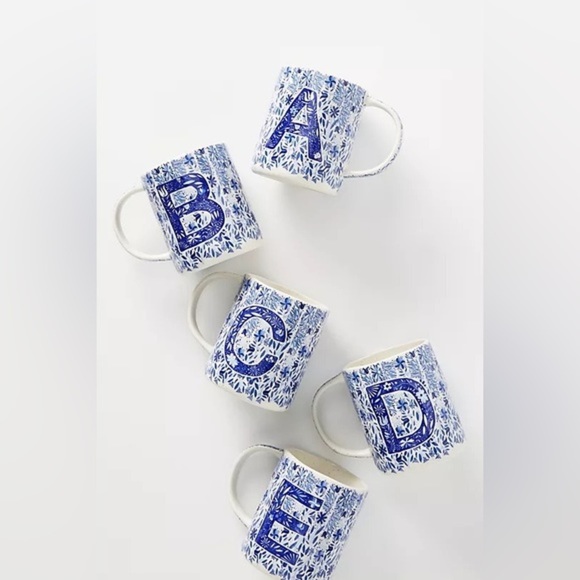 NWT Anthropologie Blue Folksong Monogram Mug Letter I - Picture 1 of 5